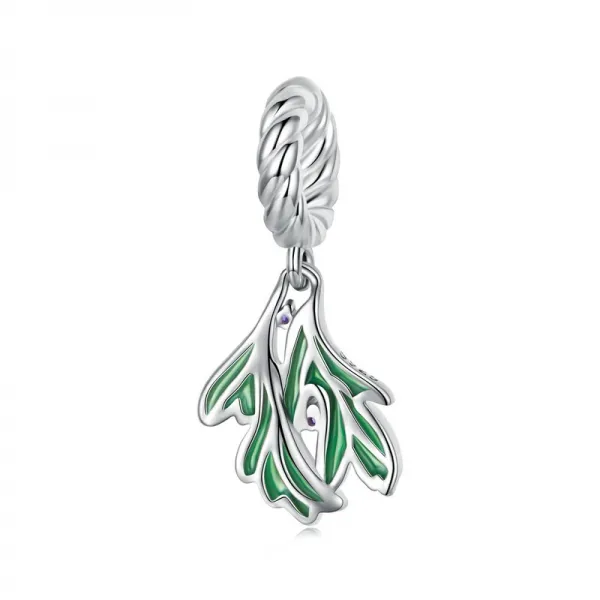 WOSTU 925 스털링 실버 신선한 녹색 잎 펜던트 공장 매력 골치 아픈 건 원래 DIY 팔찌 Neckalce 파인 쥬얼리