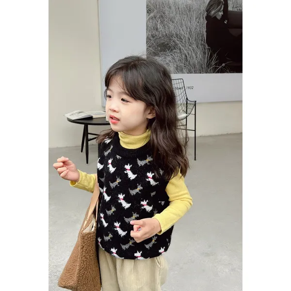 블루 작은아버지 겨울폼 여아 인싸템 베스트 조끼 아기 니트 스웨터 런닝 상의