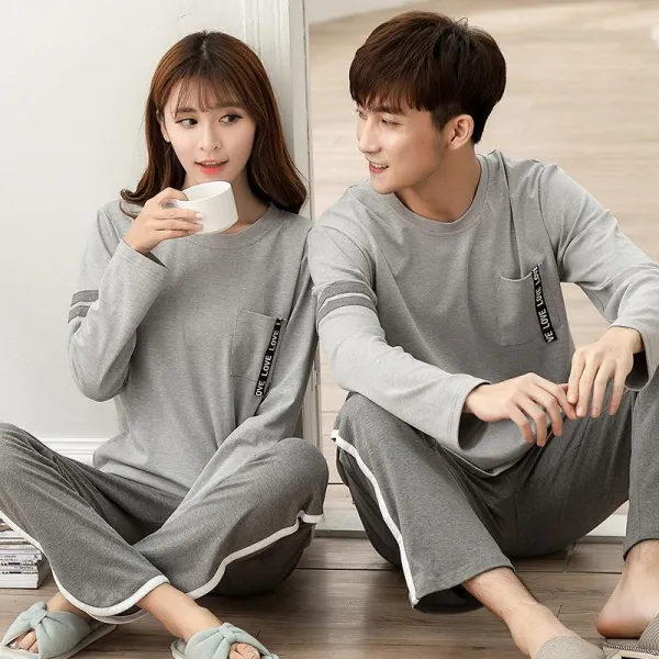 빅피플 Sa1692 투피스 이지웨어 커플잠옷 빅사이즈 긴팔 잠옷