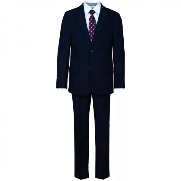 스페인배송 남학생 의류 세트 4 피스 정장 재킷 바지 셔츠 타이 블루 남색 사이즈 122로 구성.