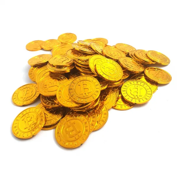 China OEM 가짜금화 비트코인100개 보물상자 모형코인, GOLD BIITCOINS 100pcs