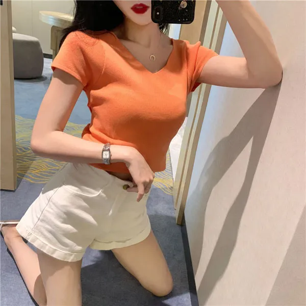 맵시언니 부라 여성 크롭 반팔티