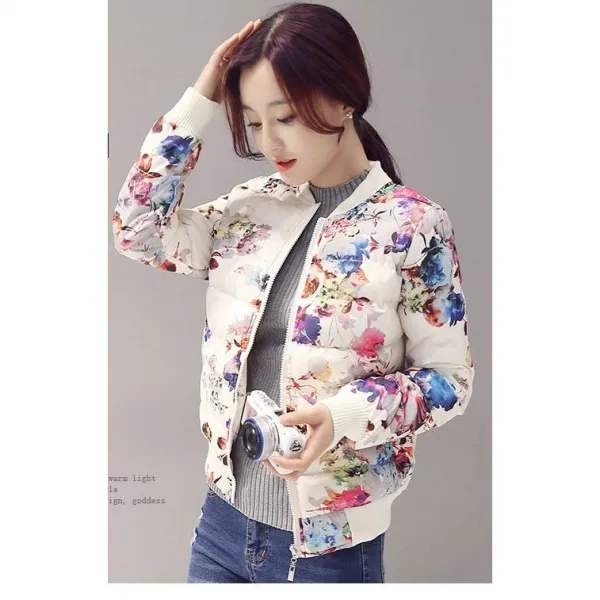 여성 경량 꽃무늬 패딩 점퍼 잠바 Hc00366