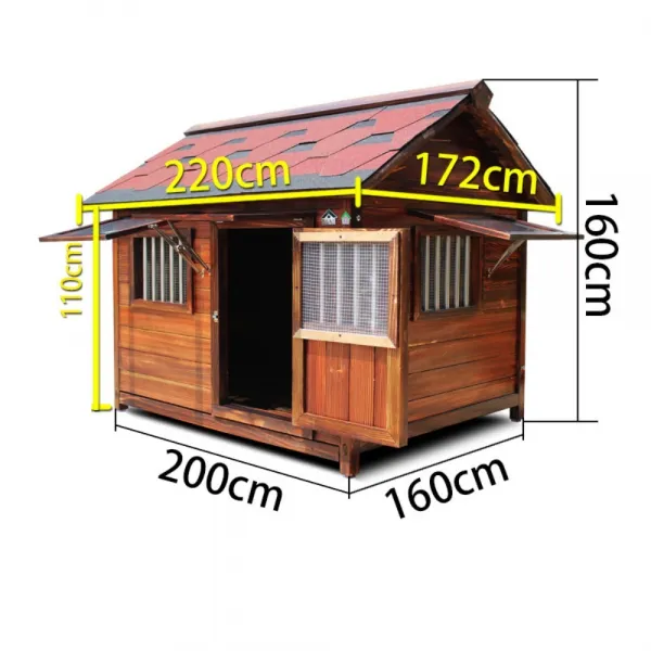 대형 개집 야외 실외 견사 만들기 나무 대형견 야외용, 7XL + 더블창 + 망커버