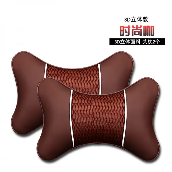 폴크스바겐 산타나 랑 히 파인 폴로 보 자 속히 달려라 베개 사이다 머리 침 차 쿠션 시트, 3D 배기 그물 가죽 헤드베개 브라운