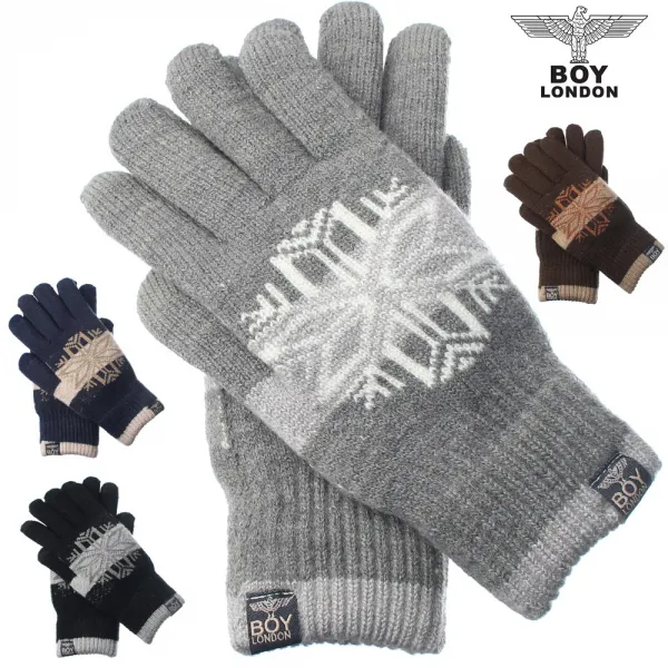  보이런던 따뜻한 기모안감 겨울 스마트 터치 니트장갑 여성 남성 줄눈꽃 