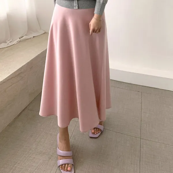 네모 여성용 새틴마카롱 스커트