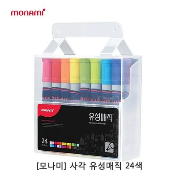 CW3EA908 1P 24색 네임펜 매직펜 사각 사무실 사무용 슬림 유성매직 유성펜 컬러펜 펜, C제리마트 본상품