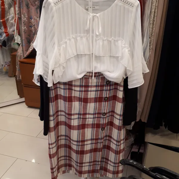 클라비스 체크롱스커트 Cvwh93702q 스커트