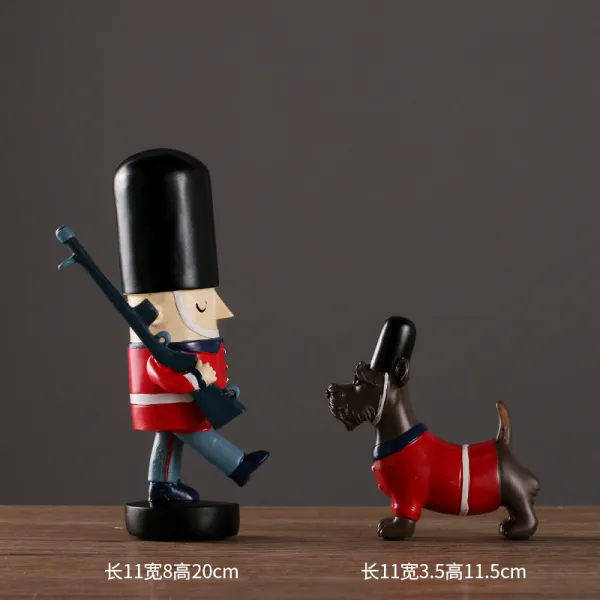 북유럽스타일 병정 강아지 모양 조각품 인테리어 Set