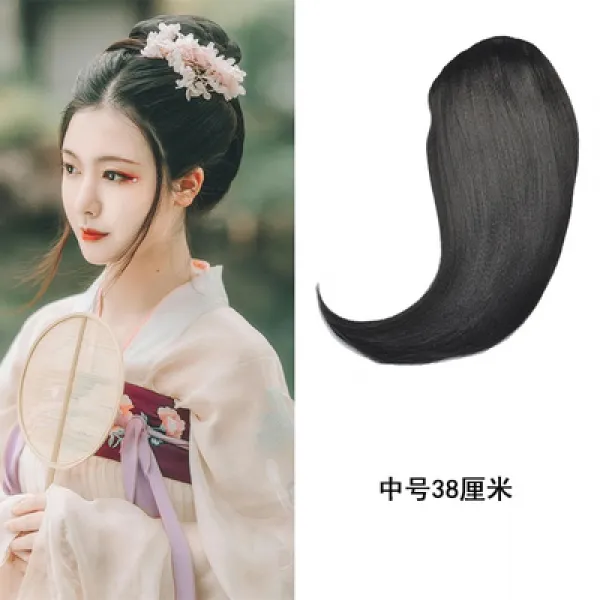 고풍 가발 뒤통수 머리 옥수수 수염 머리띠 한복 빈티지 스튜디오 촬영 뒷통수 앞머리 부착, 1, 옥수수 앞머리 미들사이즈 38센치