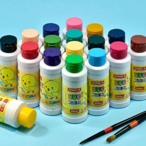 동아연필 4500 딩동댕그림물감200ml 7색(고동자주레몬연주청록짙녹상아)