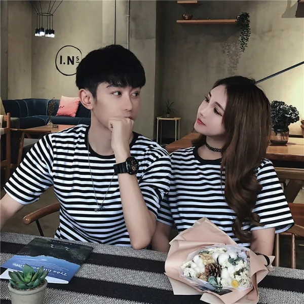 ZoneSHOP 남녀공용 커플 반팔 티 셔츠 라운드 면 빅사이즈XC 588996966087
