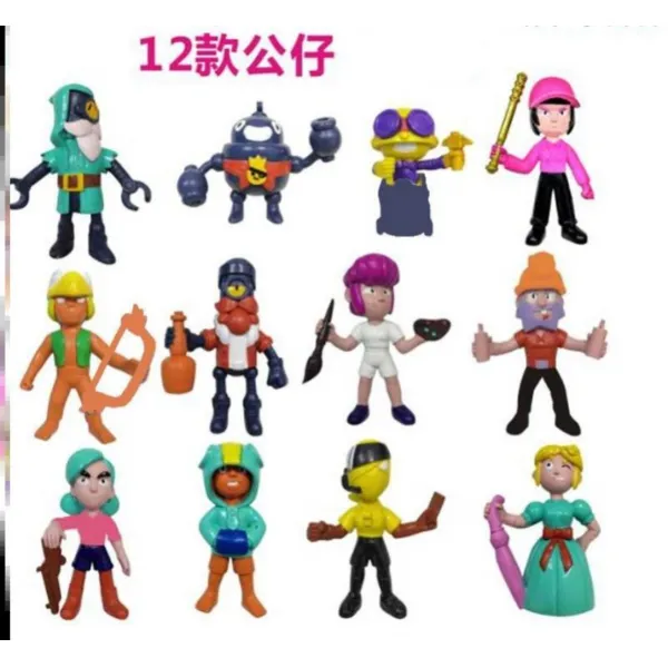 브롤스타즈 피규어 풀 세트 Brawl Stars 황야의 싸움 배틀 선물 황야 난투극 인물 피규어 인형 스패 놀이 키덜트 기프트 장난감 소품 I85 12타입 약 500g 9 10cm + 세트1개