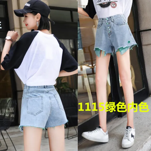 피아이케이원 청바지반바지 여성 여름 슬림핏 와이드 루즈핏 A라인 핫바지 핏아우터 빅진 빅사이즈 극