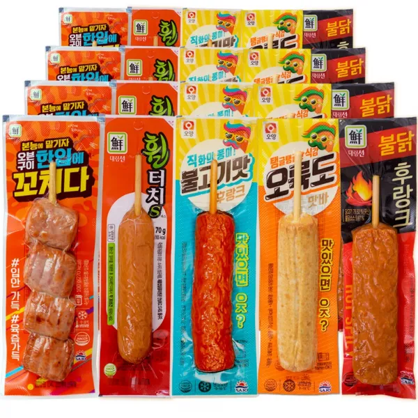  푸드원스토어 불고기4+어묵바4+휠터치4+불닭4+대림꼬치다4 사조 인기 핫바 70g 20개
