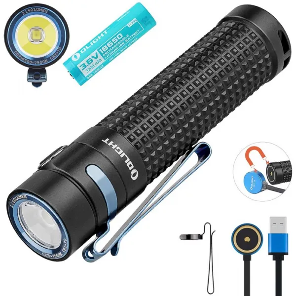 Olight S2R II 포켓 램프 1150 루멘 / 135 마운드 휴대용 충전식 Magn©Stm SST-40 CW LED LED LED USB 토, 1