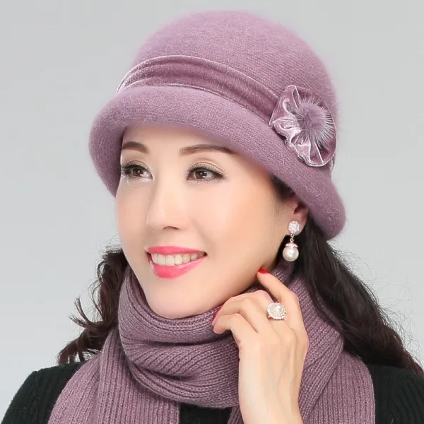 비니 겨울 중노년 여성모자 토끼털 니트 할머니 노인모자 어머니모자 스카프