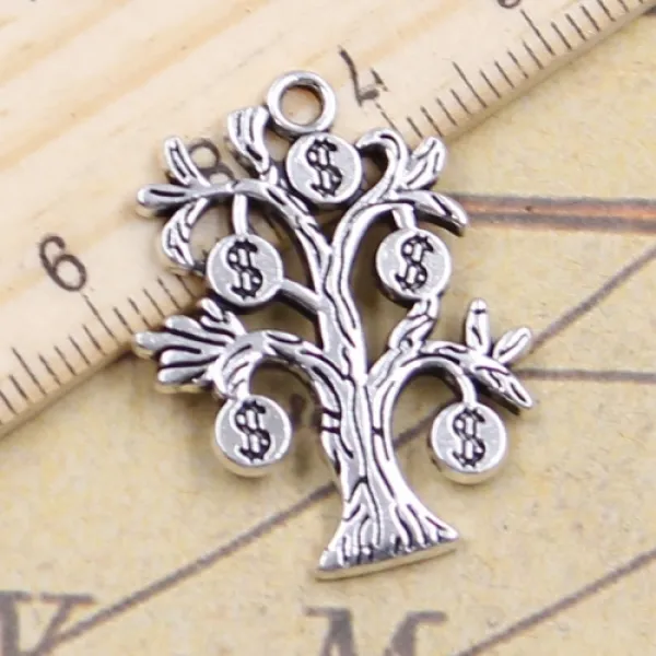 [해외]여성악세사리 6 개/몫 매력 돈 나무 29x21mm 골동품 실버 컬러 펜 던 트 만들기 DIY 수 제 티벳 팔찌에 대 한 보석 찾기