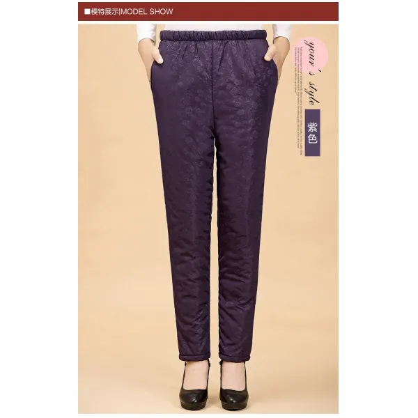 쁨픽 아내 중노년층 여성의류 할머자 겨울폼 밴딩 두꺼운 보온 면바지 00 세