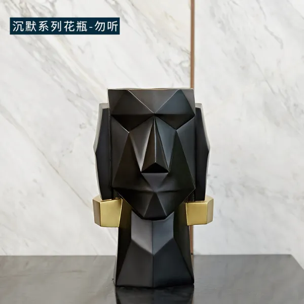 모아이 석상 소품 블랙 인테리어, C