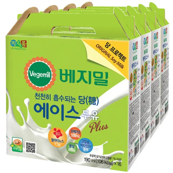 베지밀 에이스 두유 190ml X 16 4박스 Vegemil Soymilk 4 Boxes 64개