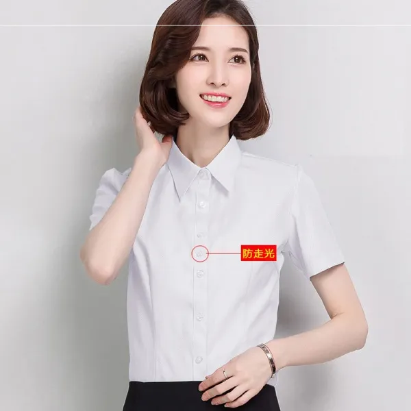 워크웨어패션 여름 반팔 화이트블라우스 직업 와이셔츠 쉬폰 정장 긴소매 상의 4792339734