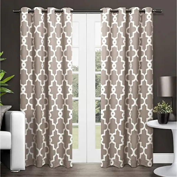 NMT 독점적 인 홈 커튼 Ironwork Sateen Woven Blackout Grommet Top Curta [52x108- Taupe] - P065901MDJ9K514, 52x108- Taupe