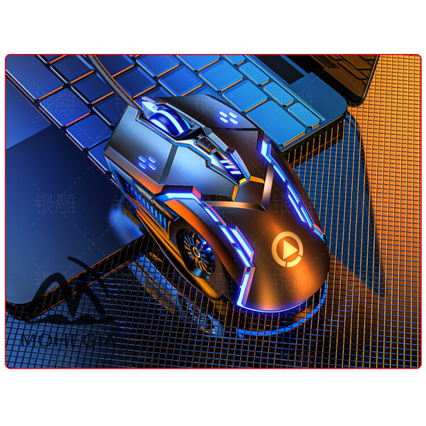 MOHEGIA 기계 게임 마우스 유선 컴퓨터 게임 USB 마우스, GW 블랙-뮤트-6 키 전기 경쟁 플래그십 에디션