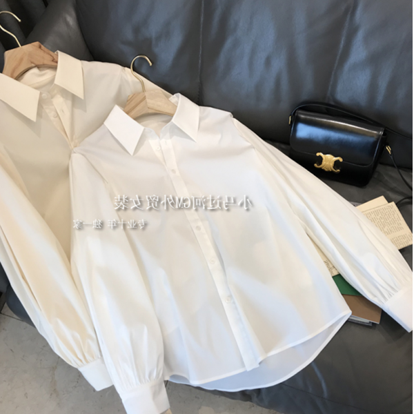 흰색긴팔셔츠 질감 끊어지다 간지나는 또 점잖다 빈티지 등 농소매 와이드 루즈핏 아웃라인 솔리드 무지 4589615477
