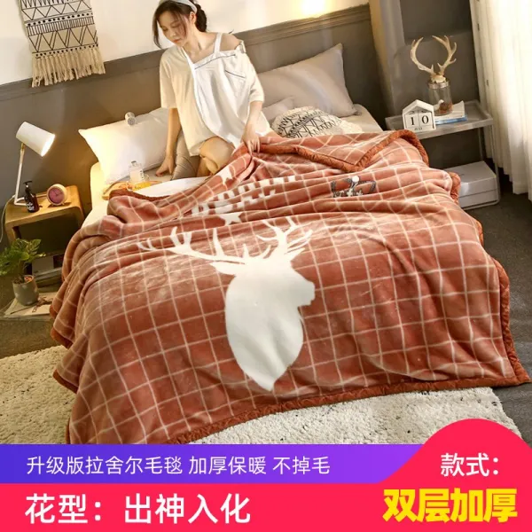 담요 더블층 라셸 침대싱글 이불 기숙사 산호벨벳 두꺼운 보온 학생 겨울 낮잠 무릎, C14-BT-입신출세