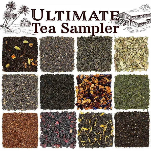 Solstice Tea Traders 동지 루스리프티 궁극적 샘플러 위업. 12 차; 엽차 화약 녹차 마사라 챠이 홍차 허브티 루이보스 그리고 180 인분, 선택, 상세설명참조