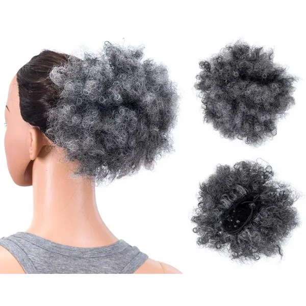 아프리카 계 미국인 여성 중간 크기 코디 updo Chignon 롤빵 헤어 조각 확장에 SWACC 아프리카 퍼프 졸라 매는 끈 포니 테일 변태