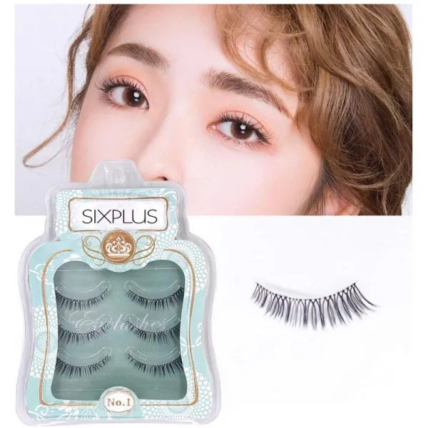 SIXPLUS 속눈썹 눈초리 롱 타입 (중 밀도) 3 쌍 자연스러운 교차 시리즈 (F), 1