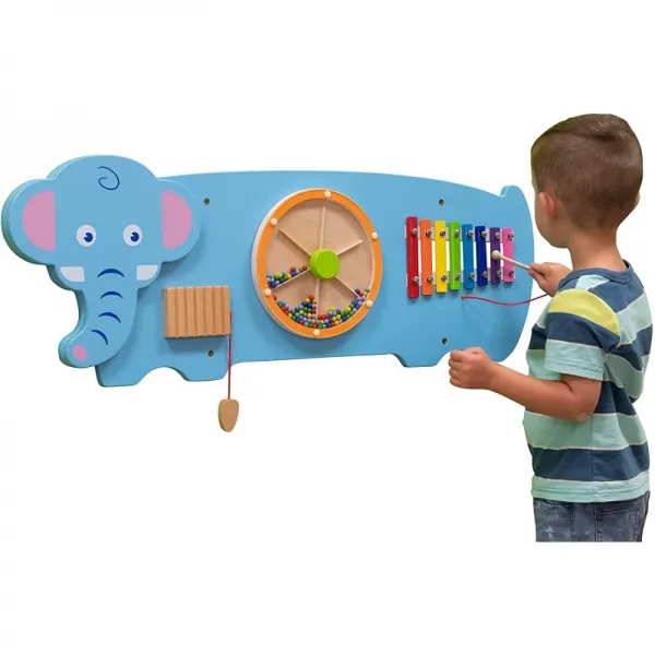 Learning Advantage 코끼리 활동 벽 패널-18m +-유아 활동 센터-벽걸이 형 장난감-침실 탁아소 및 놀이 공간을위한 바쁜 보드, 단일옵션