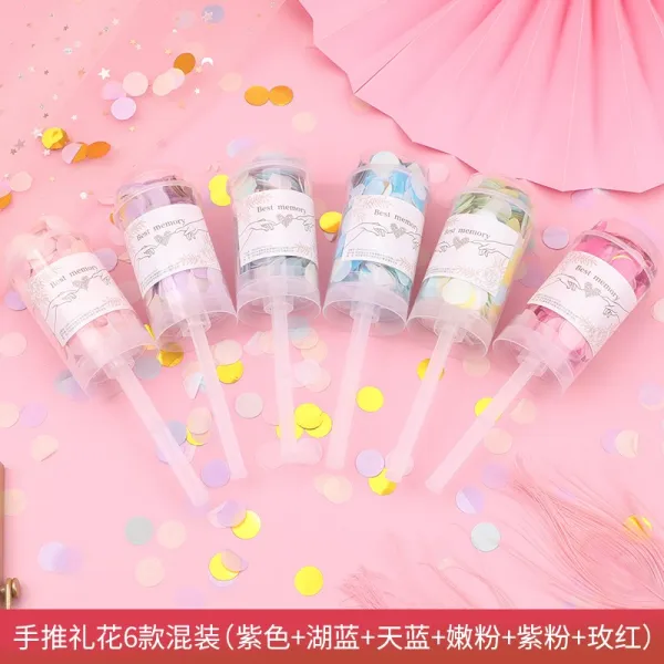 샤샤랜드 예식장소품 웨딩 분화통 손으로 작은 예포를 밀다 마카롱 독창적 예화 생일 구혼파 대 결혼 경축함 완전무결, 6개 포장 적용 ：하객 파티 생일 프, 휴대 타입 손으로 밀다 숏 예화