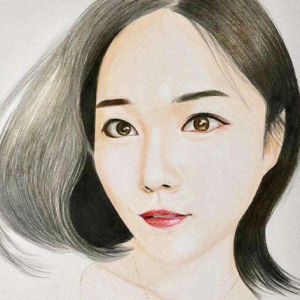 100% 수작업 초상화 A5 20cm 연필 색연필 크리스마스 생일 친구 선물 거실인테리어 1번 액자선택안함