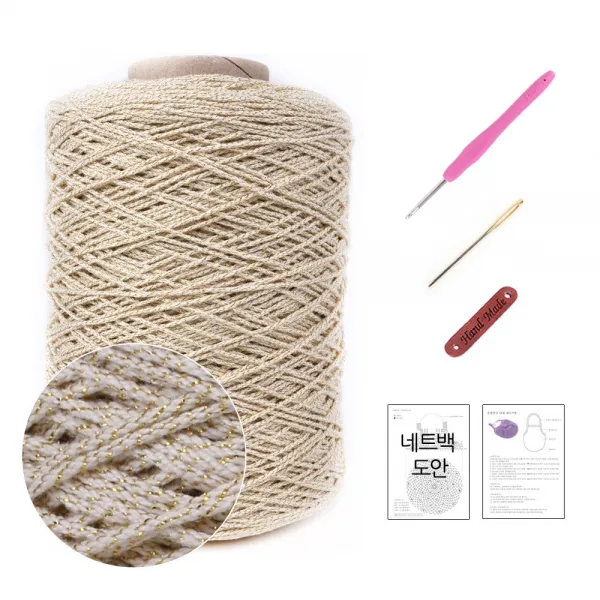 마마니트 동방면사 네트가방 Diy 세트 331 금색메탈혼합 1세트