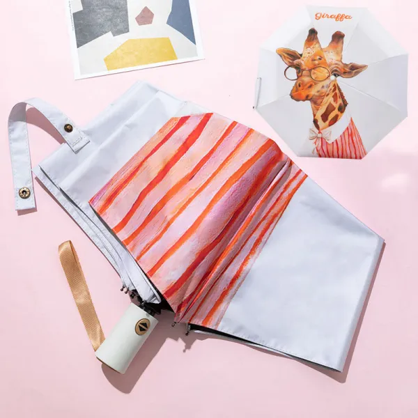 전자동 선우산 선셋 앤티크 심플 파라솔 여 자외선 차단 스마트 휴대용 투, 자동 타입 디지털 mdash기린