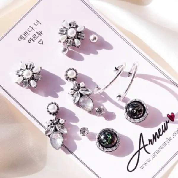  텐바이텐 12피스 엔틱 꽃 링 귀걸이