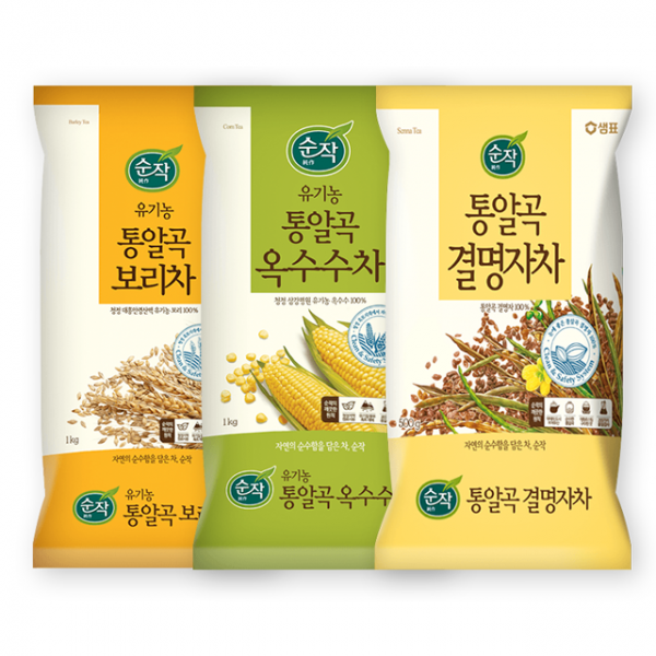 샘표 순작 통알곡 보리차 1개 +옥수수차 +결명자차 1kg 1개 총3개 3개