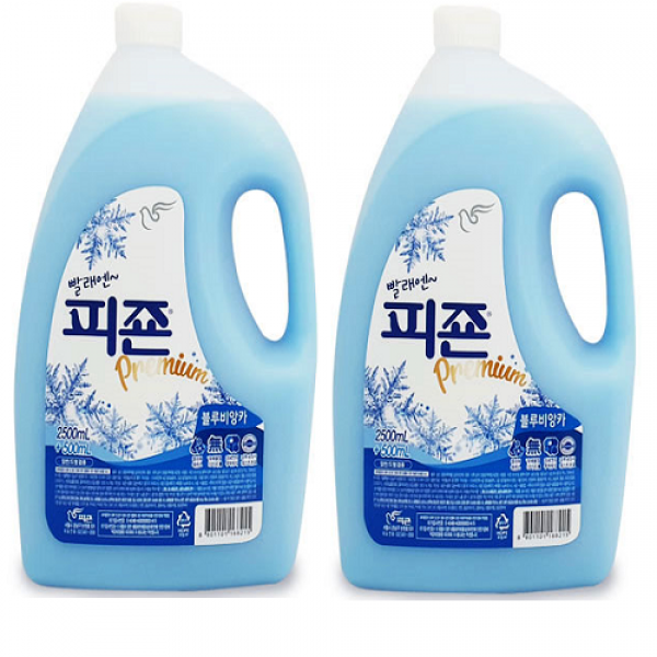[몽둥이네마트] 피죤 섬유유연제 프리미엄 블루비앙카향 2500+500ml 3000ml 오래가고 풍부해진 향기 안전한 성분 향기로운, 2개
