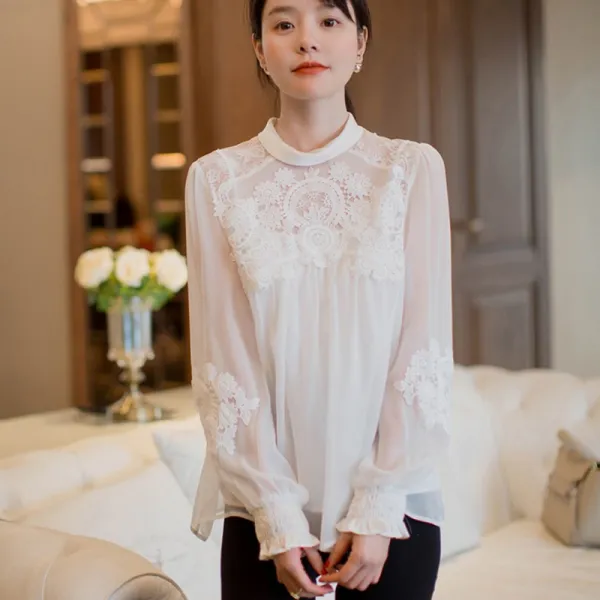 SANDROSVPR 가득 차다 스윗 JING 치 맛 실크 피어갓셔츠