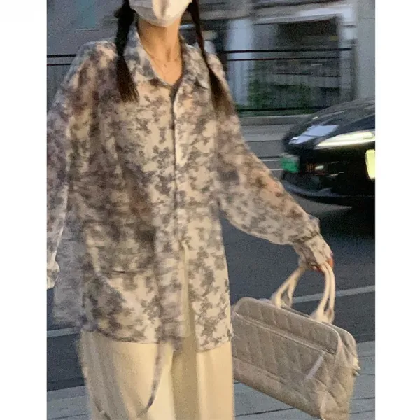 형 메리트재 아니 밤을 새우다 쉬폰 레쉬 여성 얇은 긴소매 감각 보이핏 볼륨