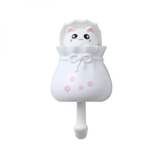 초강력 고양이 후크걸이 방수 벽후크 / 무타공 접착식 투명 고정후크 벽걸이 벽고리 못없이, 하얀