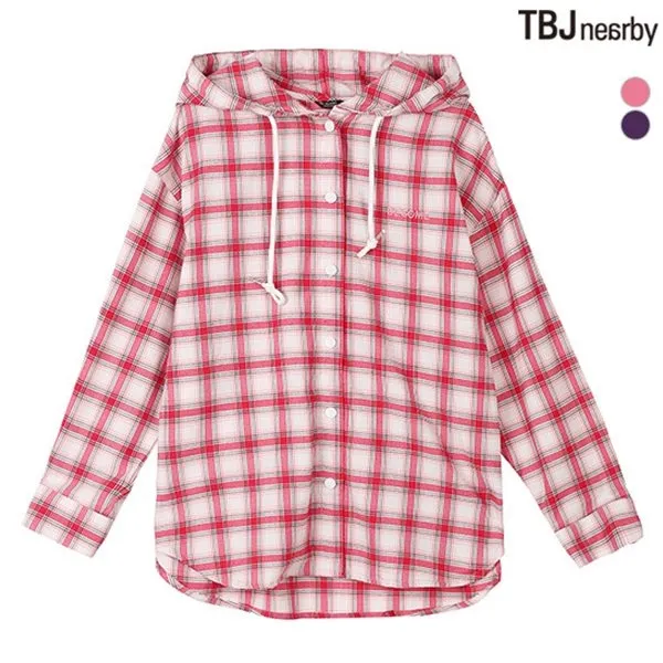 Tbj 여성 후드 체크 셔츠 T191sh700p 