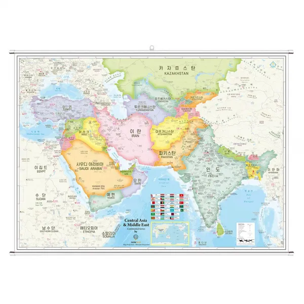 나우맵 대륙별지도 10종시리즈 족자 세계전도 여행 포스터 05. 중앙아시아지도 중동 