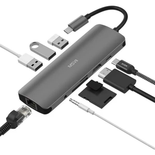 ethernet 4k USB c ~ hdmi 3 USB 3.0 포트 sdt 카드 판독기 3.5mm 오디오 잭 pd 빠른 충전으로 Macbo, 상세 설명 참조0