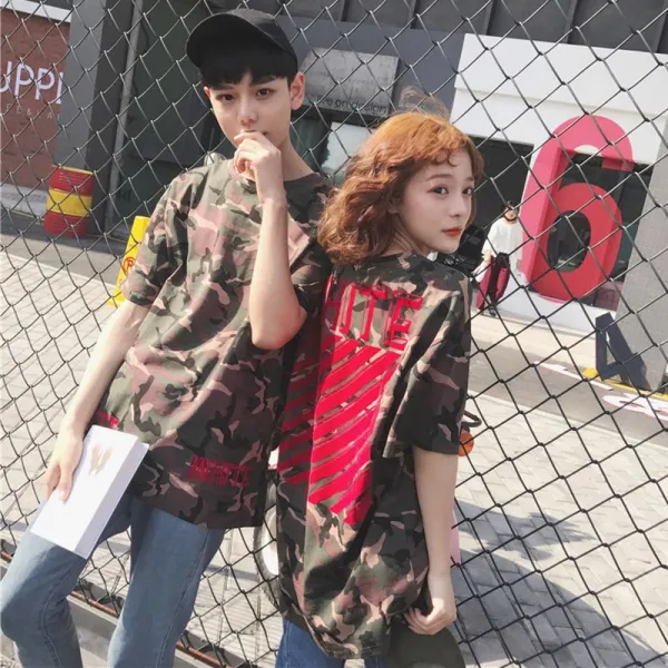 ZoneSHOP 남녀공용 커플 반팔 티 셔츠 라운드 면 빅사이즈XZ 589639450852