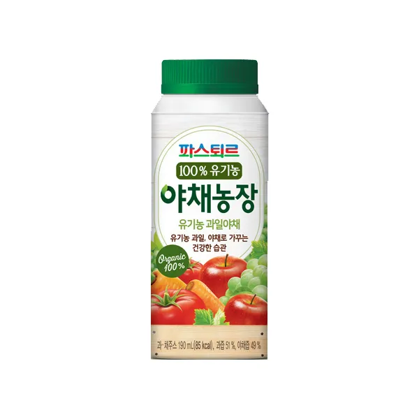 파스퇴르 100%유기농 야채농장 야채주스(냉장배송), 24개, 190ml